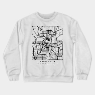 KANSAS CITY MISSOURI BLACK CITY STREET MAP ART Crewneck Sweatshirt